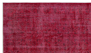 Red Over Dyed Vintage Rug 6'0'' x 10'1'' ft 183 x 308 cm