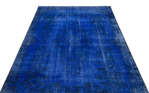 Blue Over Dyed Vintage Rug 5'6'' x 9'3'' ft 168 x 281 cm