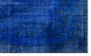 Blue Over Dyed Vintage Rug 5'6'' x 9'3'' ft 168 x 281 cm
