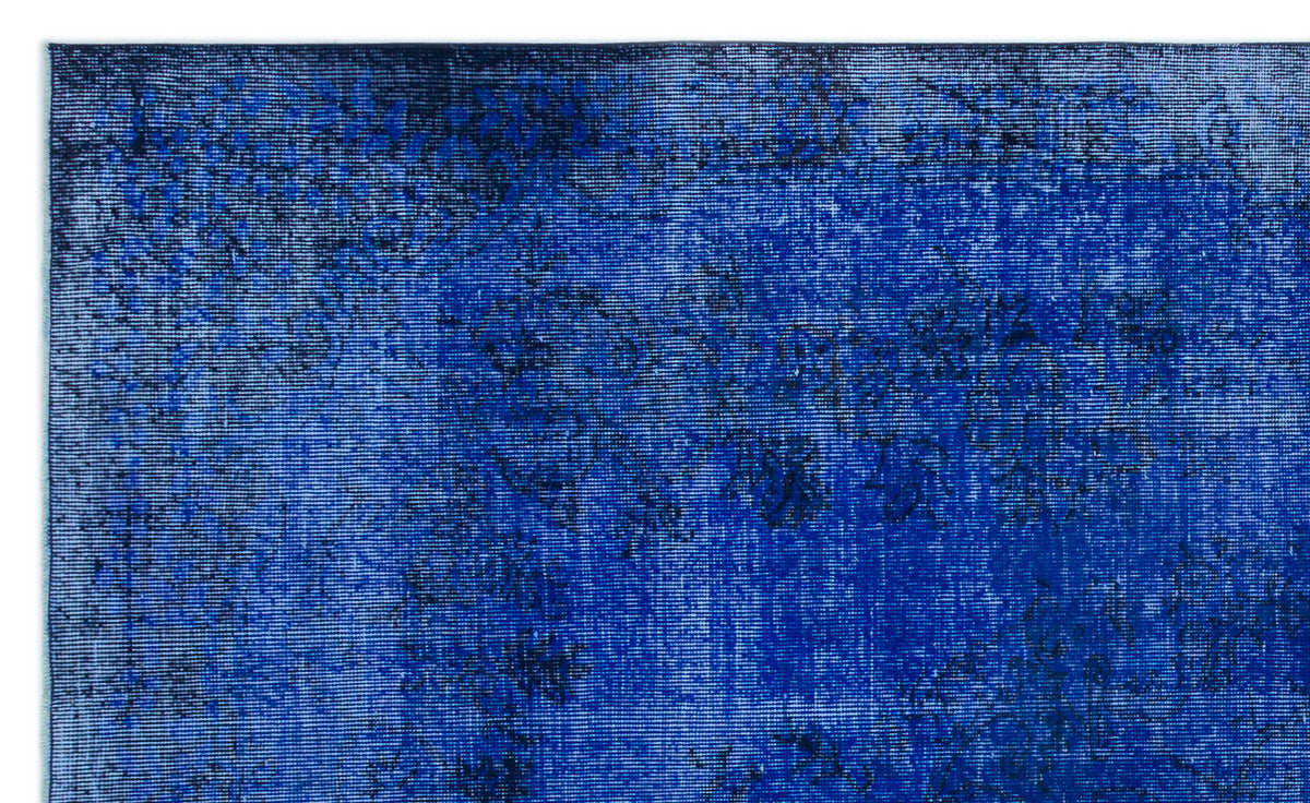Blue Over Dyed Vintage Rug 5&#39;6&#39;&#39; x 9&#39;3&#39;&#39; ft 168 x 281 cm