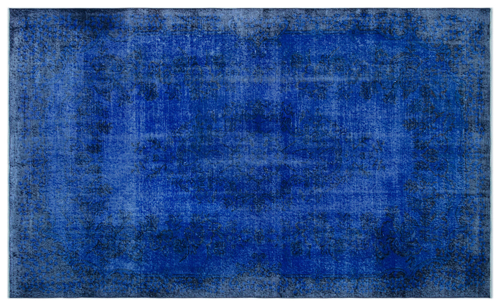 Blue Over Dyed Vintage Rug 5'6'' x 9'3'' ft 168 x 281 cm
