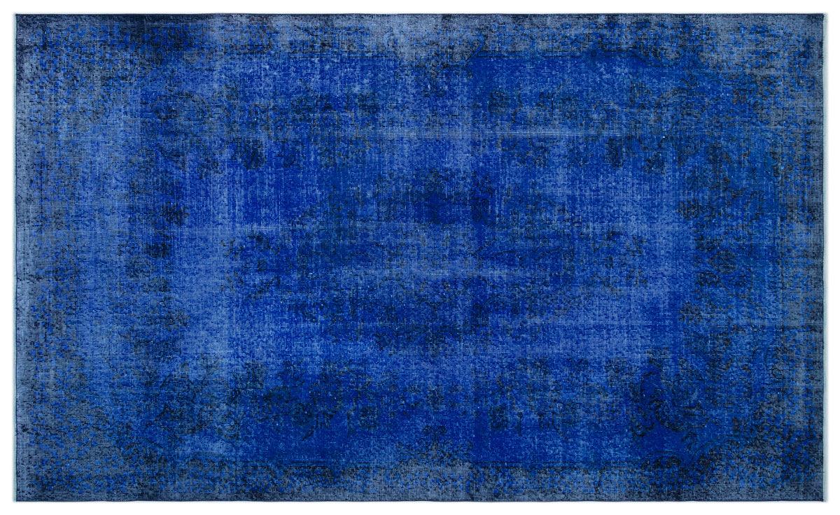 Blue Over Dyed Vintage Rug 5&#39;6&#39;&#39; x 9&#39;3&#39;&#39; ft 168 x 281 cm