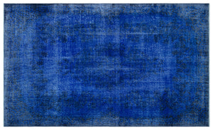 Blue Over Dyed Vintage Rug 5'6'' x 9'3'' ft 168 x 281 cm