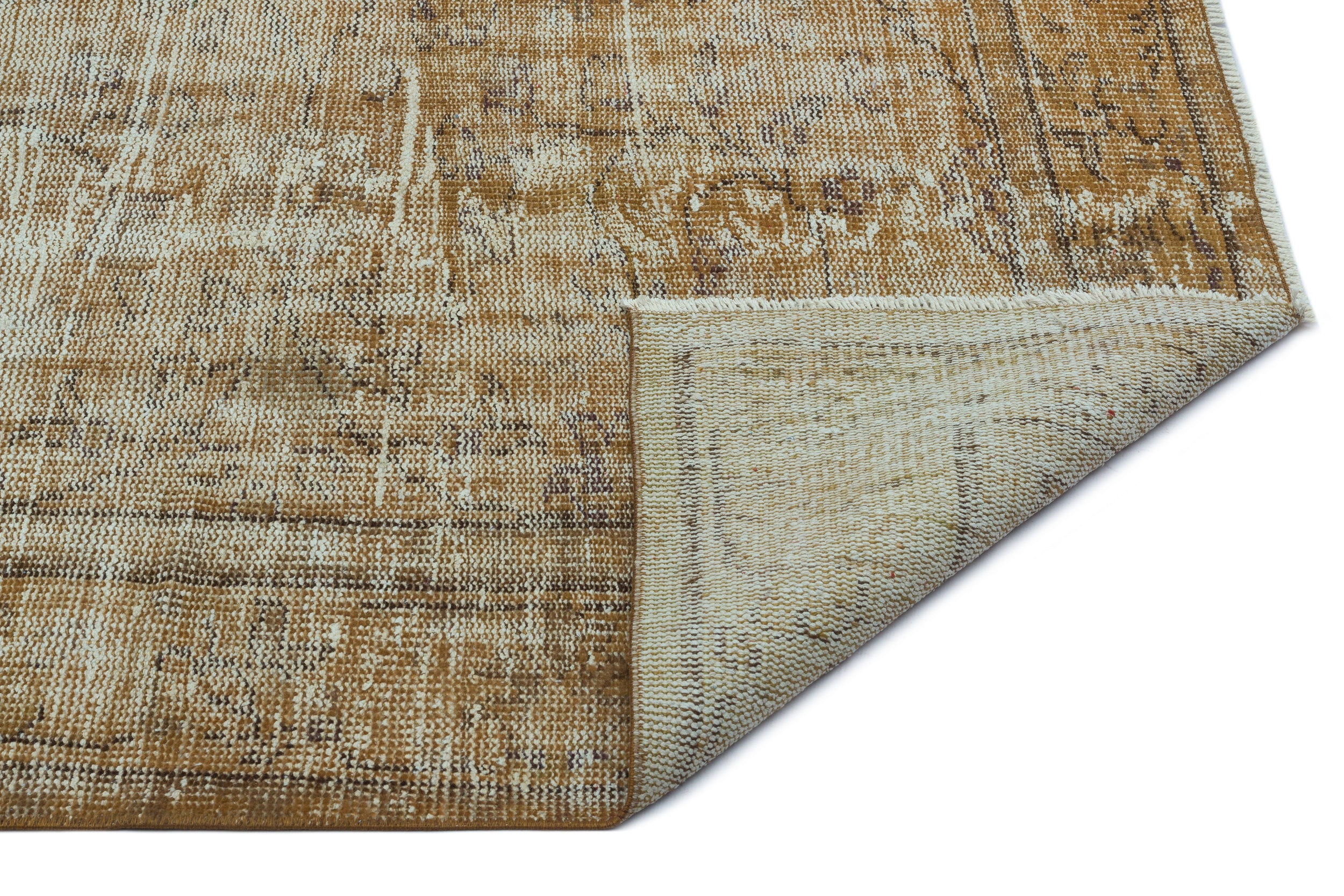 Brown Over Dyed Vintage Rug 5'10'' x 8'8'' ft 178 x 265 cm