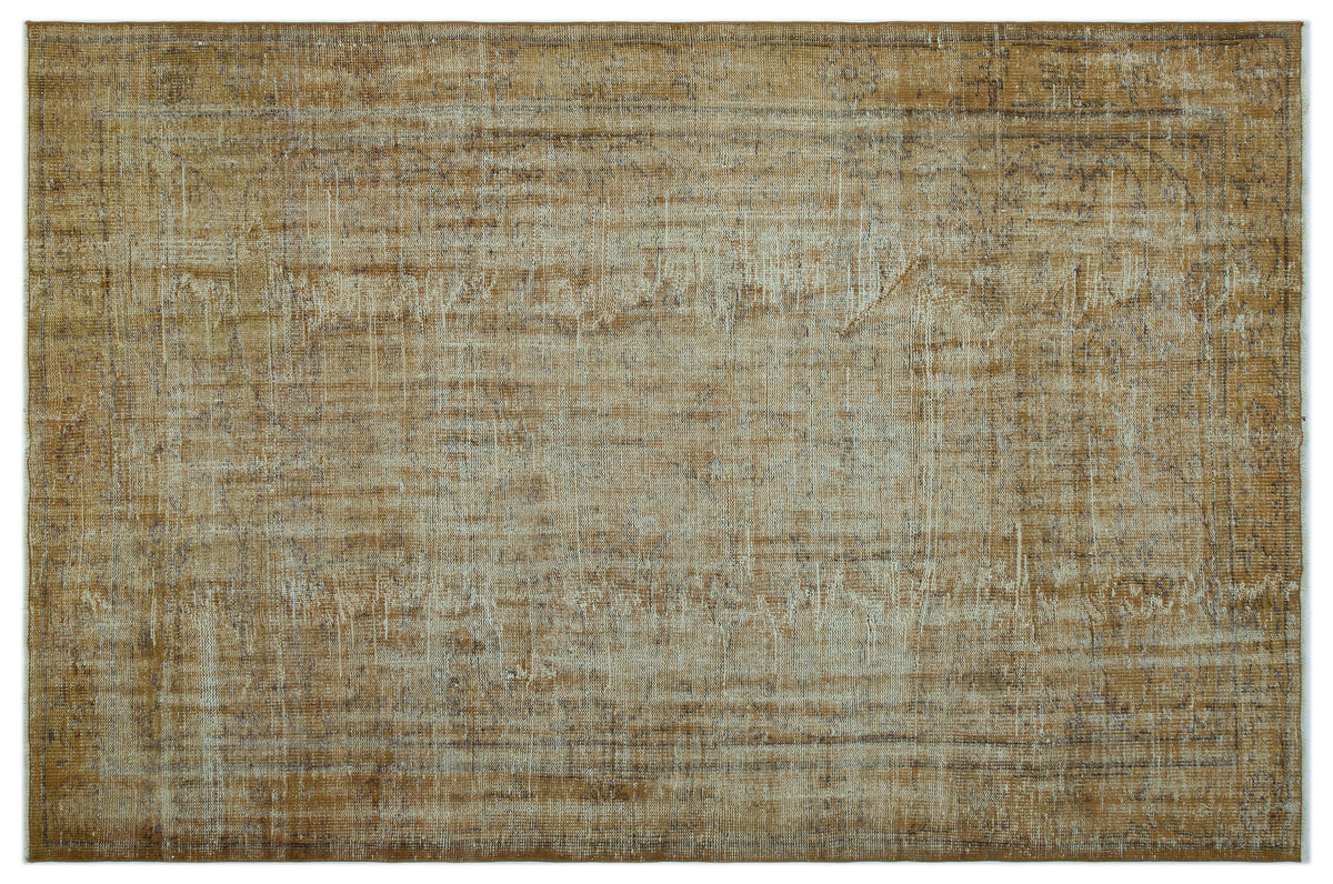 Brown Over Dyed Vintage Rug 5&#39;10&#39;&#39; x 8&#39;8&#39;&#39; ft 178 x 265 cm