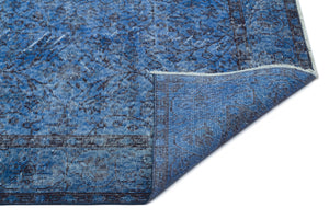 Blue Over Dyed Vintage Rug 5'9'' x 9'4'' ft 175 x 285 cm