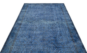 Blue Over Dyed Vintage Rug 5'9'' x 9'4'' ft 175 x 285 cm