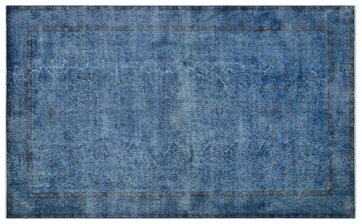 Blue Over Dyed Vintage Rug 5&#39;9&#39;&#39; x 9&#39;4&#39;&#39; ft 175 x 285 cm