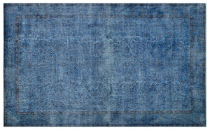 Blue Over Dyed Vintage Rug 5'9'' x 9'4'' ft 175 x 285 cm