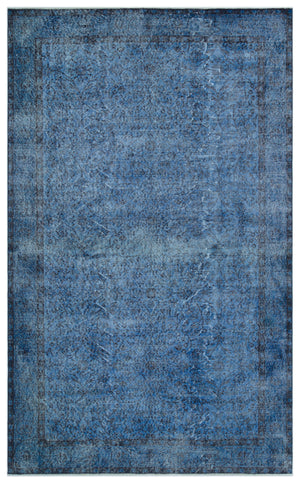 Blue Over Dyed Vintage Rug 5'9'' x 9'4'' ft 175 x 285 cm