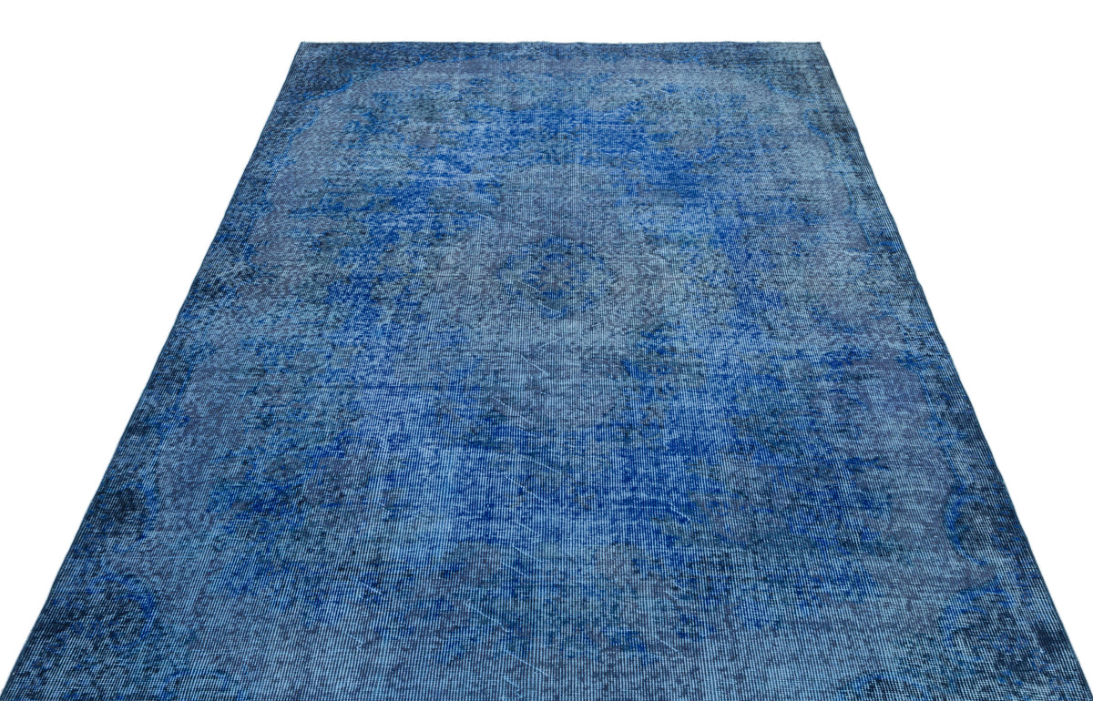 Blue Over Dyed Vintage Rug 5&#39;5&#39;&#39; x 8&#39;11&#39;&#39; ft 165 x 271 cm