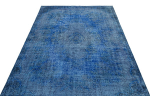 Blue Over Dyed Vintage Rug 5'5'' x 8'11'' ft 165 x 271 cm