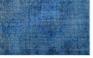 Blue Over Dyed Vintage Rug 5'5'' x 8'11'' ft 165 x 271 cm