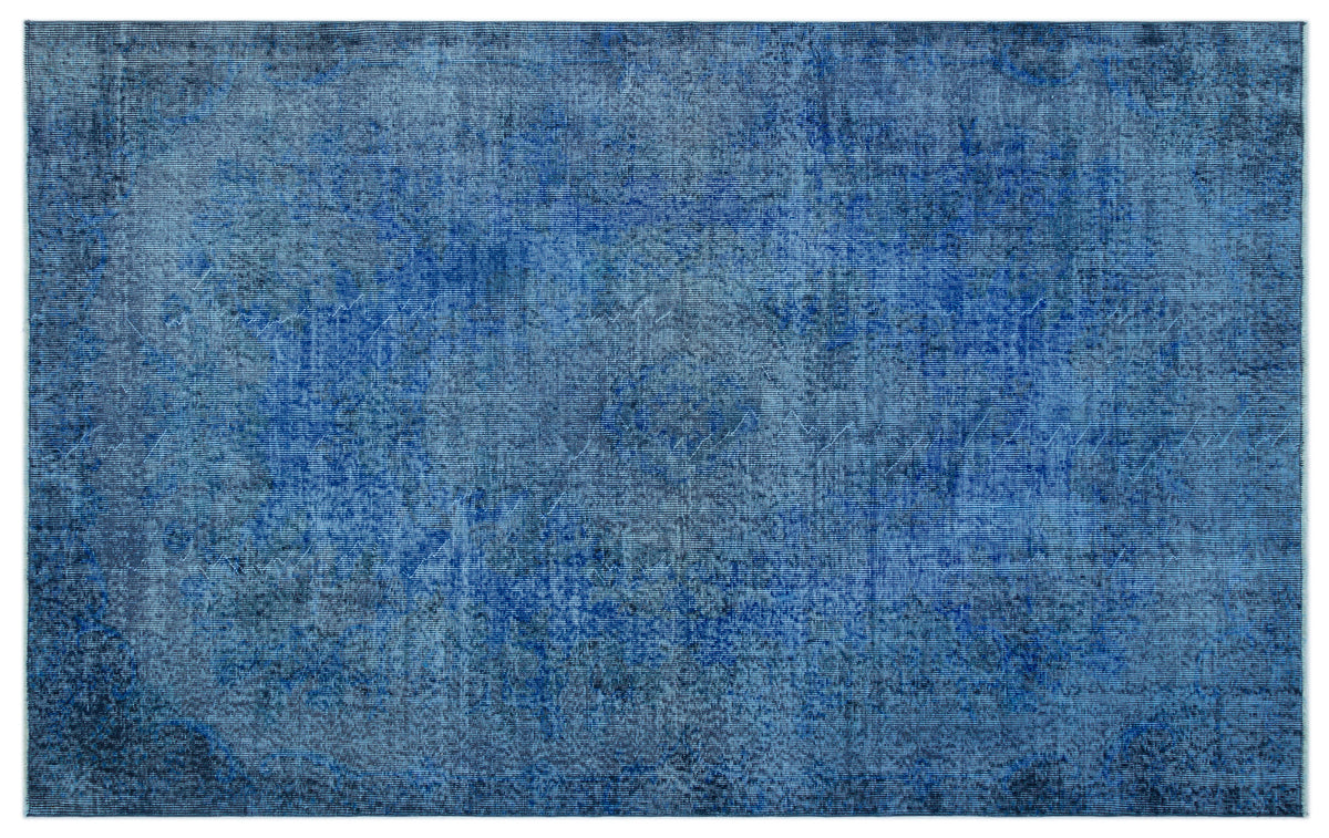 Blue Over Dyed Vintage Rug 5&#39;5&#39;&#39; x 8&#39;11&#39;&#39; ft 165 x 271 cm