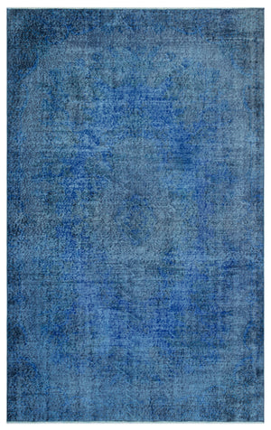 Blue Over Dyed Vintage Rug 5'5'' x 8'11'' ft 165 x 271 cm