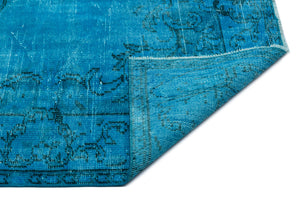 Turquoise  Over Dyed Vintage Rug 4'9'' x 8'8'' ft 145 x 265 cm