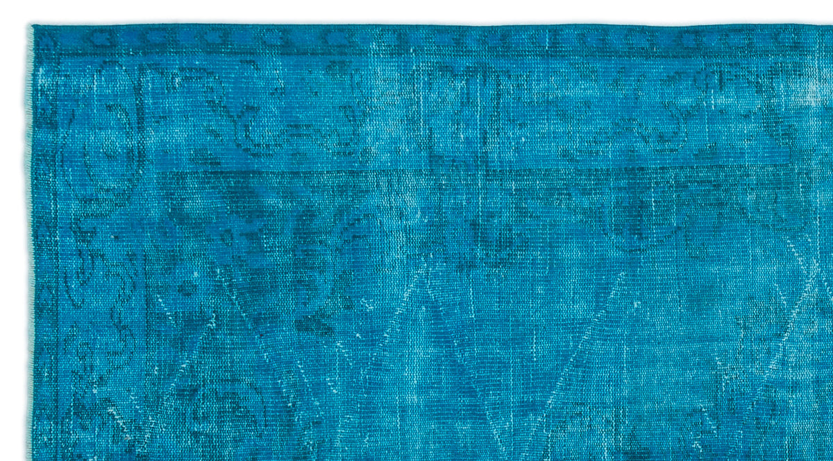 Turquoise  Over Dyed Vintage Rug 4&#39;9&#39;&#39; x 8&#39;8&#39;&#39; ft 145 x 265 cm