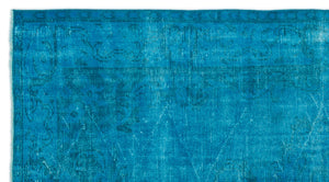 Turquoise  Over Dyed Vintage Rug 4'9'' x 8'8'' ft 145 x 265 cm