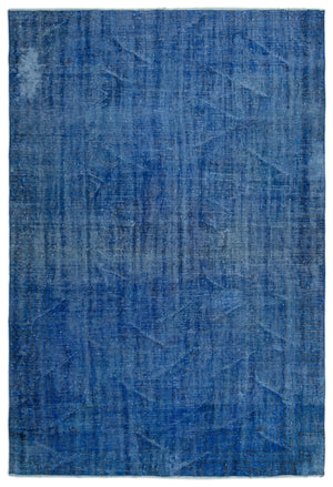 Blue Over Dyed Vintage Rug 5'12'' x 8'10'' ft 182 x 270 cm