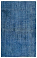 Blue Over Dyed Vintage Rug 5'9'' x 9'4'' ft 174 x 285 cm