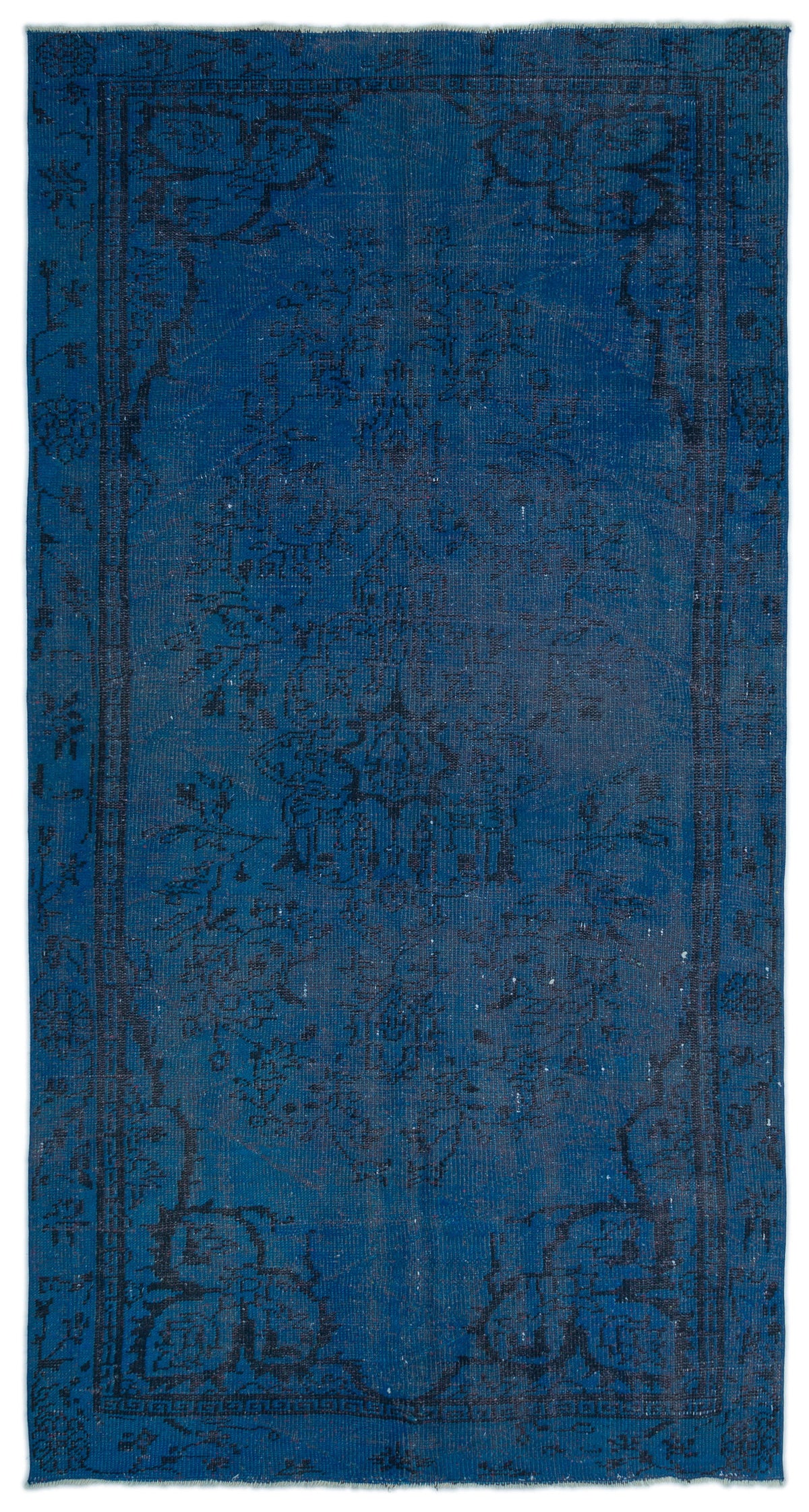 Blue Over Dyed Vintage Rug 4&#39;10&#39;&#39; x 8&#39;11&#39;&#39; ft 148 x 272 cm
