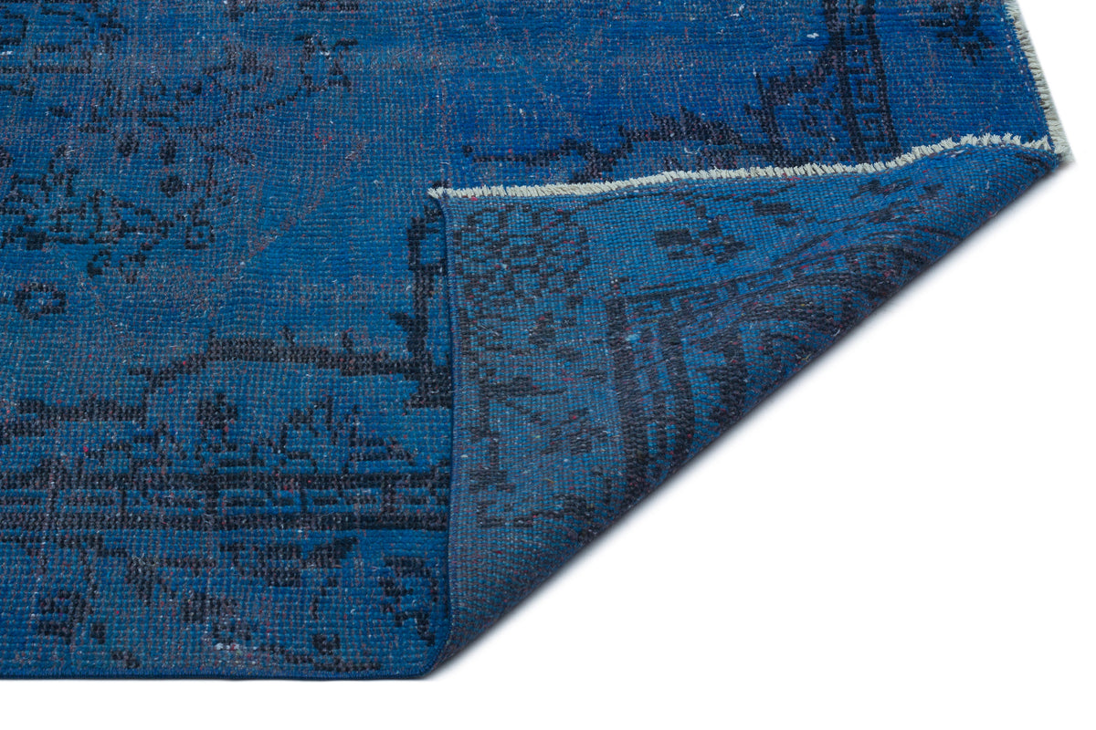 Blue Over Dyed Vintage Rug 4&#39;10&#39;&#39; x 8&#39;11&#39;&#39; ft 148 x 272 cm