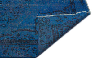 Blue Over Dyed Vintage Rug 4'10'' x 8'11'' ft 148 x 272 cm