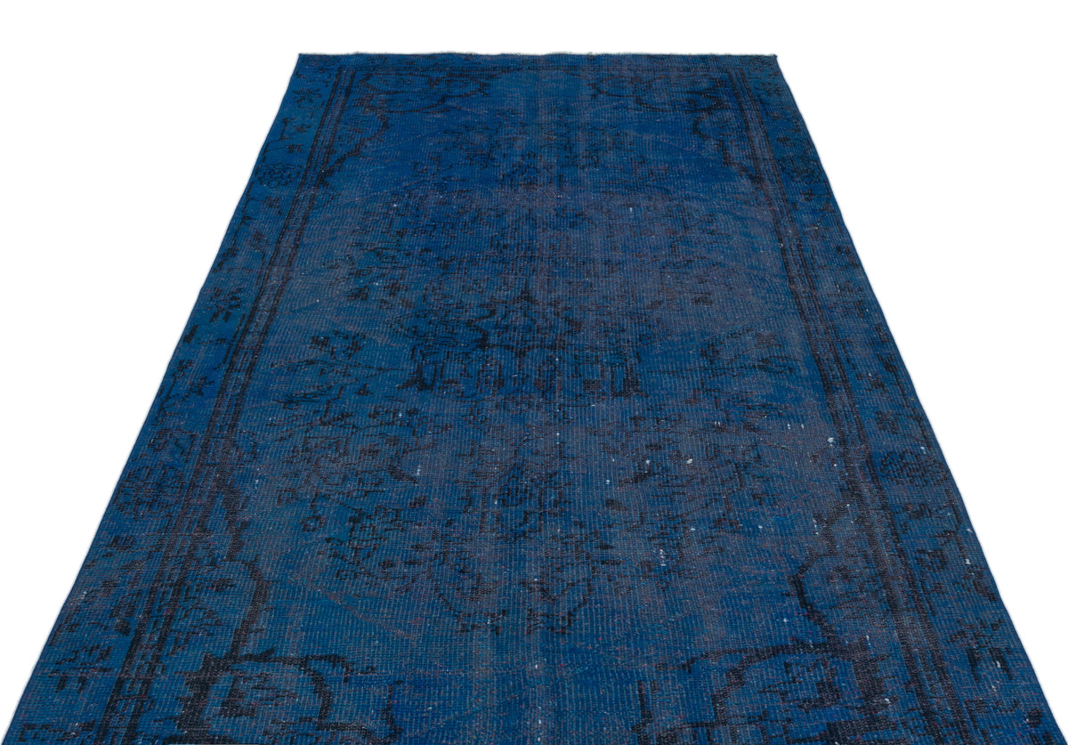 Blue Over Dyed Vintage Rug 4&#39;10&#39;&#39; x 8&#39;11&#39;&#39; ft 148 x 272 cm
