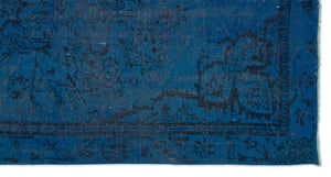 Blue Over Dyed Vintage Rug 4'10'' x 8'11'' ft 148 x 272 cm