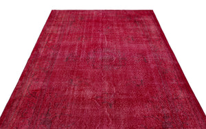 Red Over Dyed Vintage Rug 5'10'' x 9'10'' ft 178 x 300 cm