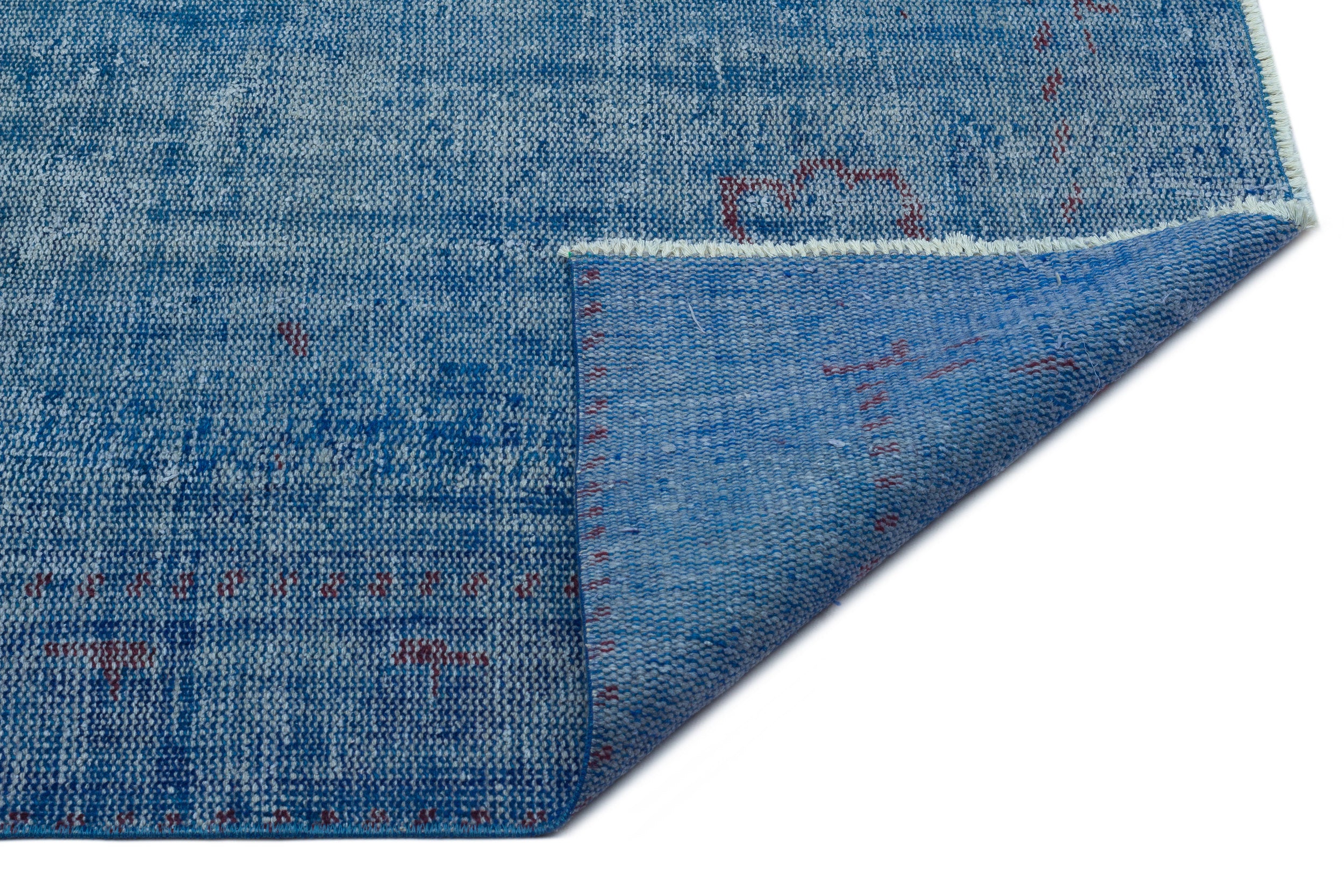 Blue Over Dyed Vintage Rug 5'7'' x 9'2'' ft 171 x 280 cm