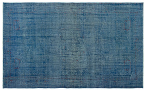 Blue Over Dyed Vintage Rug 5'7'' x 9'2'' ft 171 x 280 cm