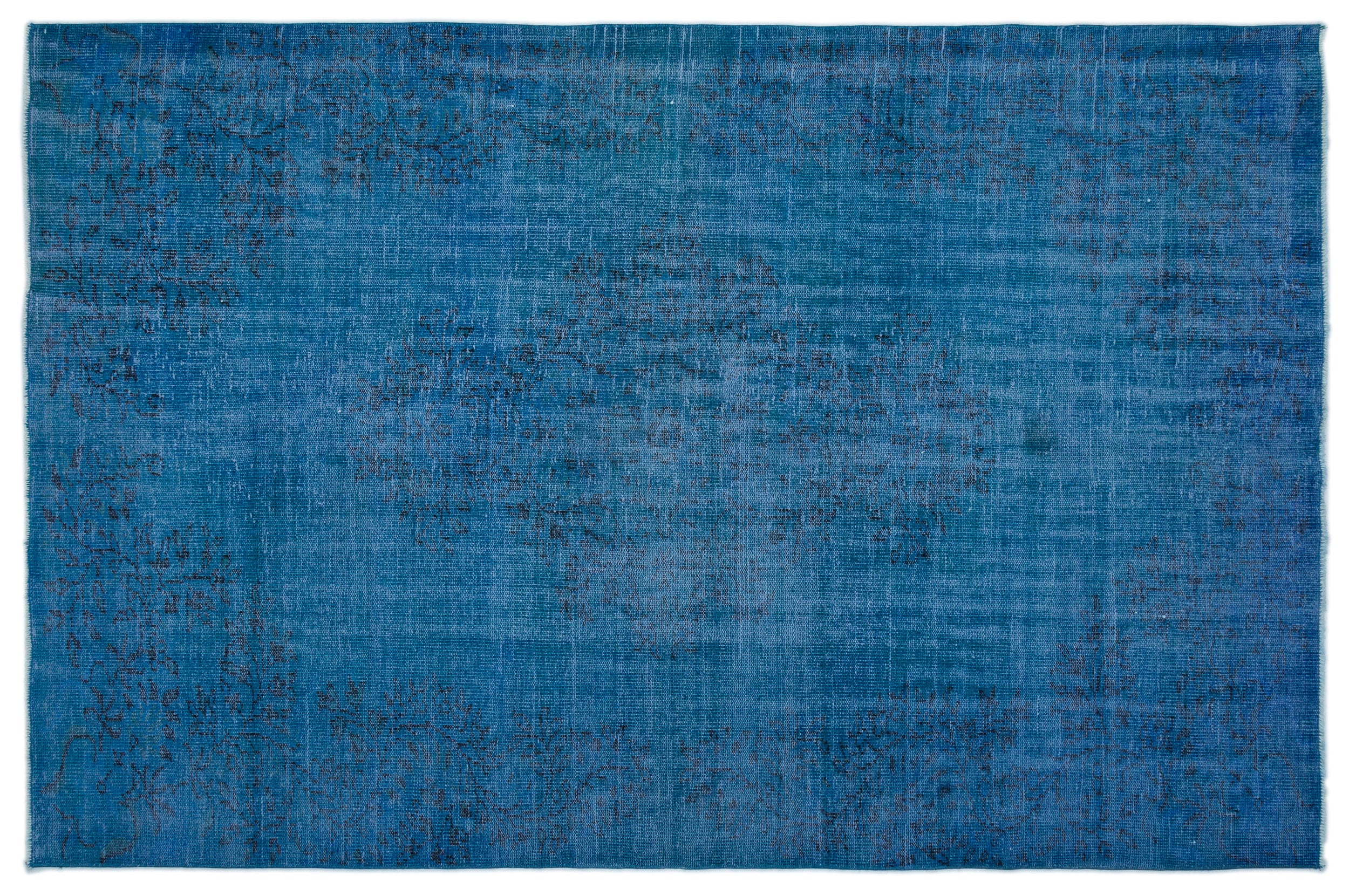 Blue Over Dyed Vintage Rug 6'0'' x 9'4'' ft 184 x 284 cm