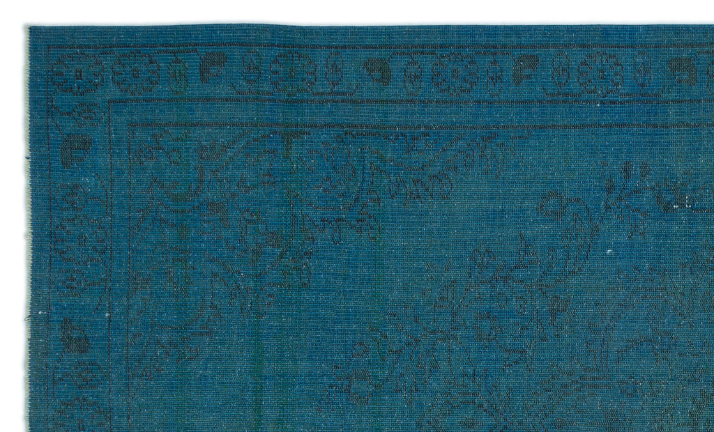 Blue Over Dyed Vintage Rug 5'7'' x 9'4'' ft 169 x 284 cm