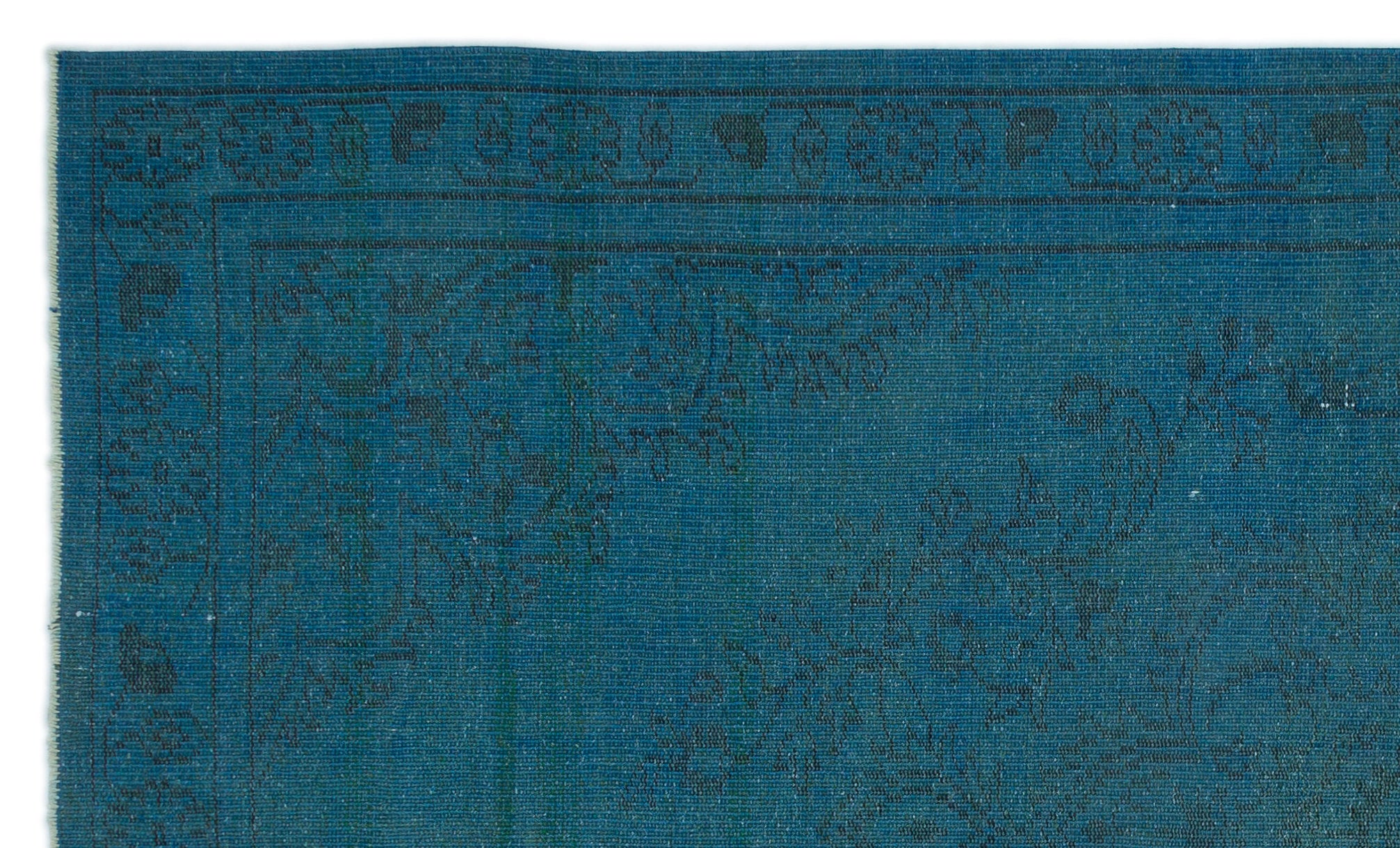 Blue Over Dyed Vintage Rug 5'7'' x 9'4'' ft 169 x 284 cm