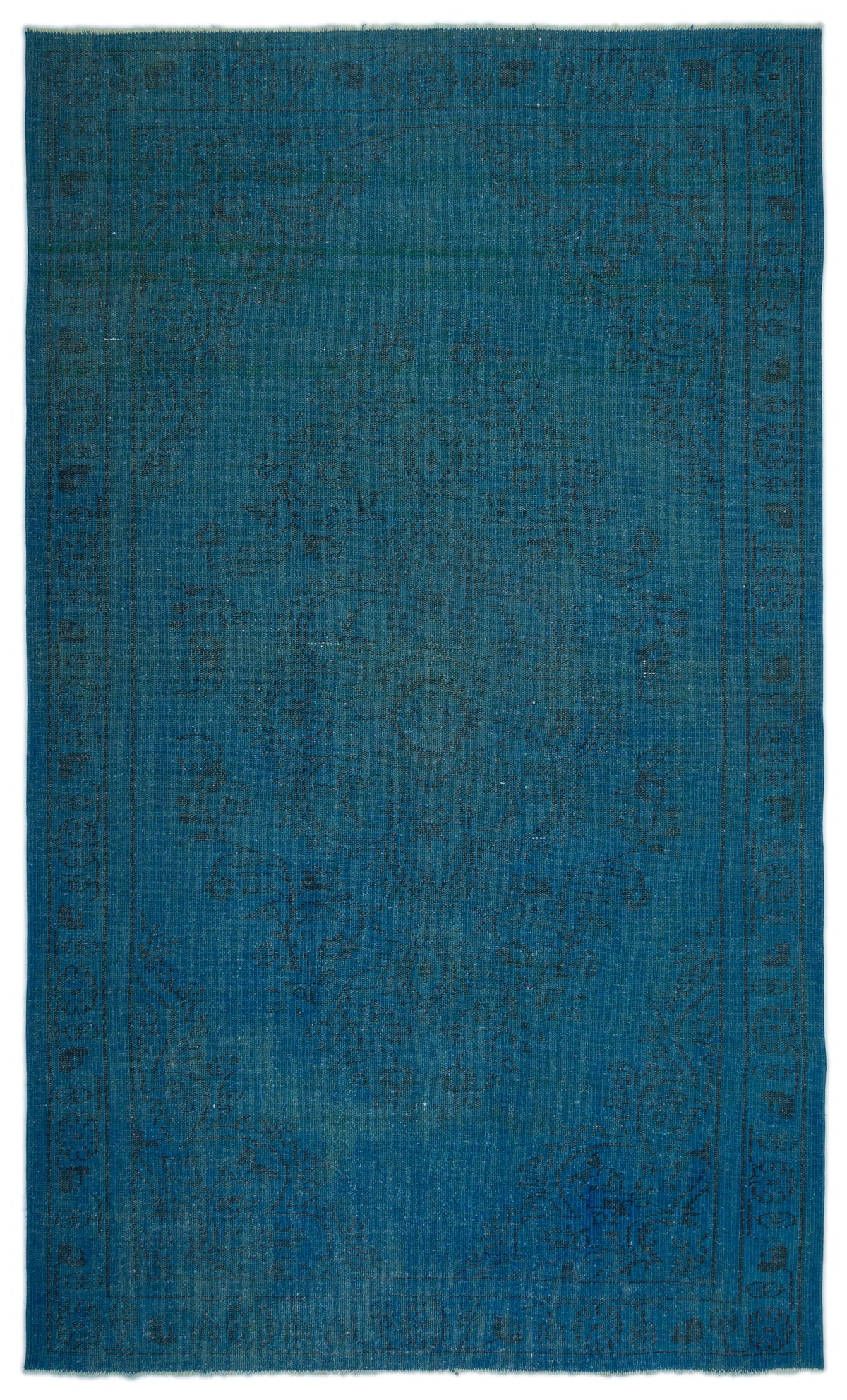 Blue Over Dyed Vintage Rug 5&#39;7&#39;&#39; x 9&#39;4&#39;&#39; ft 169 x 284 cm