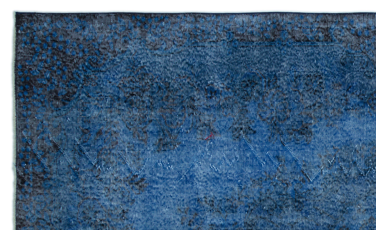 Blue Over Dyed Vintage Rug 5&#39;10&#39;&#39; x 9&#39;9&#39;&#39; ft 179 x 297 cm