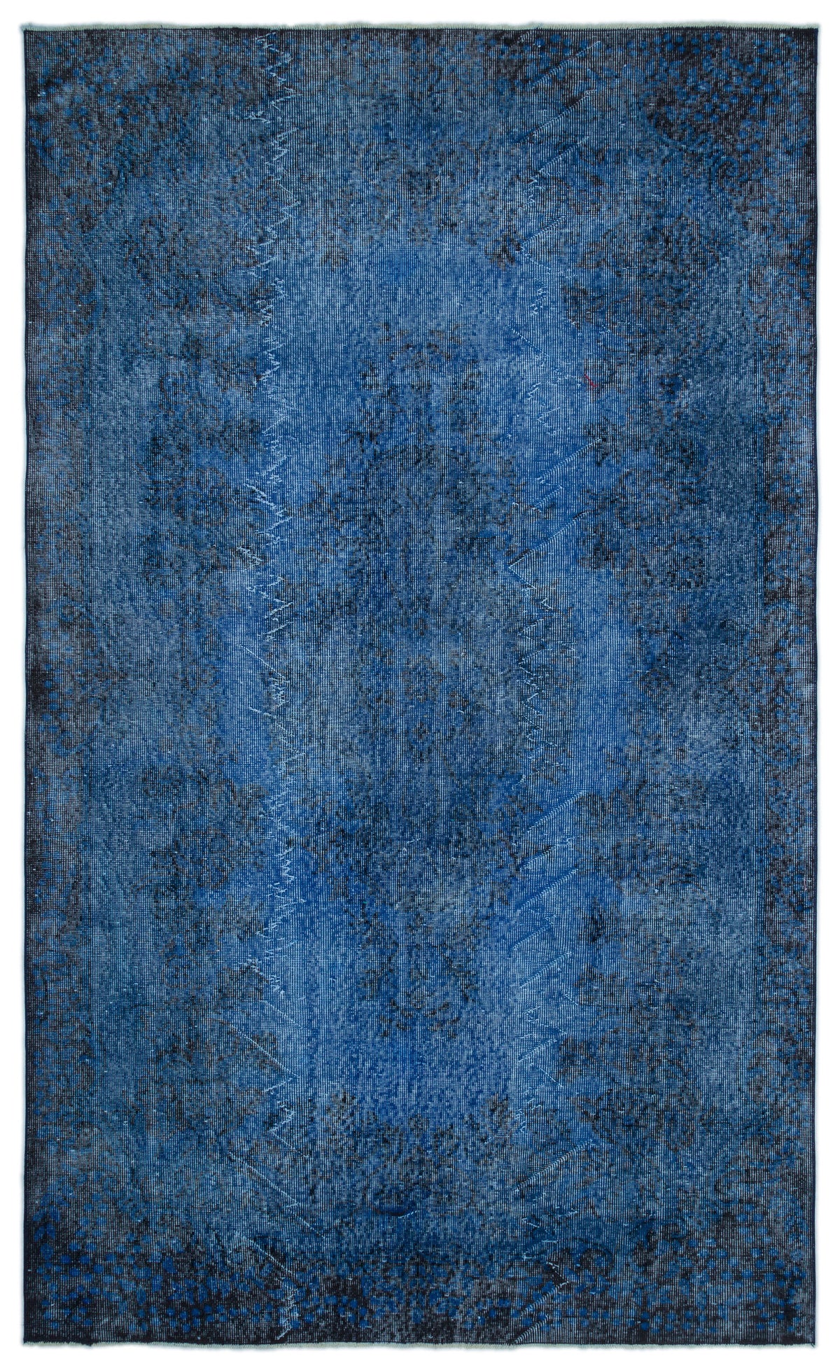Blue Over Dyed Vintage Rug 5&#39;10&#39;&#39; x 9&#39;9&#39;&#39; ft 179 x 297 cm