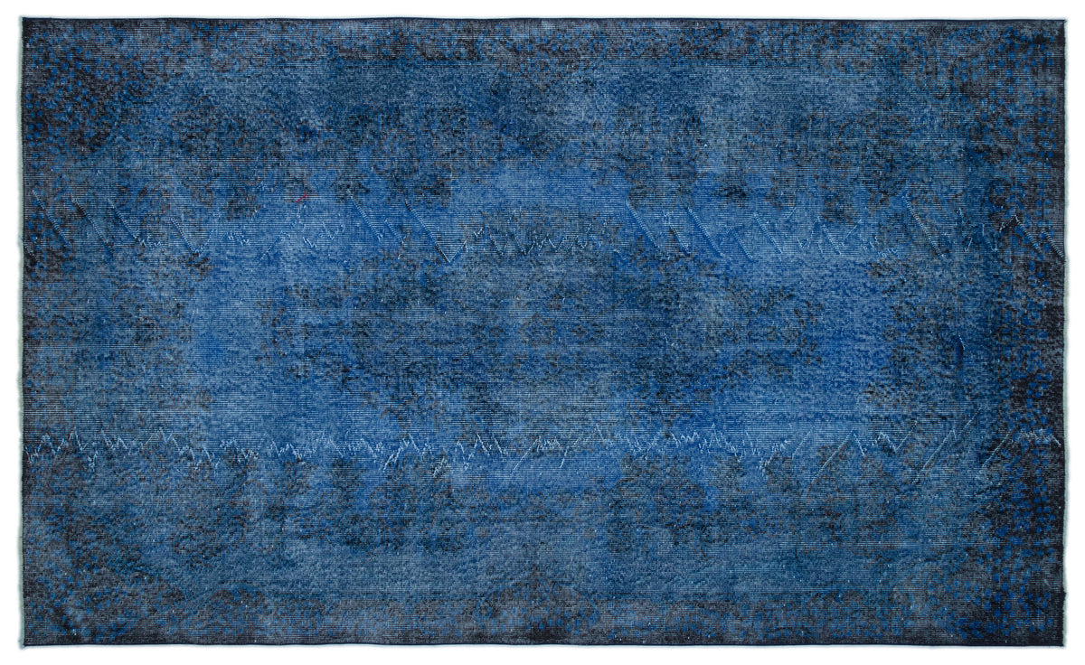 Blue Over Dyed Vintage Rug 5&#39;10&#39;&#39; x 9&#39;9&#39;&#39; ft 179 x 297 cm