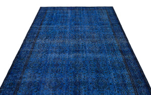 Blue Over Dyed Vintage Rug 5'10'' x 9'11'' ft 177 x 301 cm