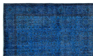Blue Over Dyed Vintage Rug 5'10'' x 9'11'' ft 177 x 301 cm