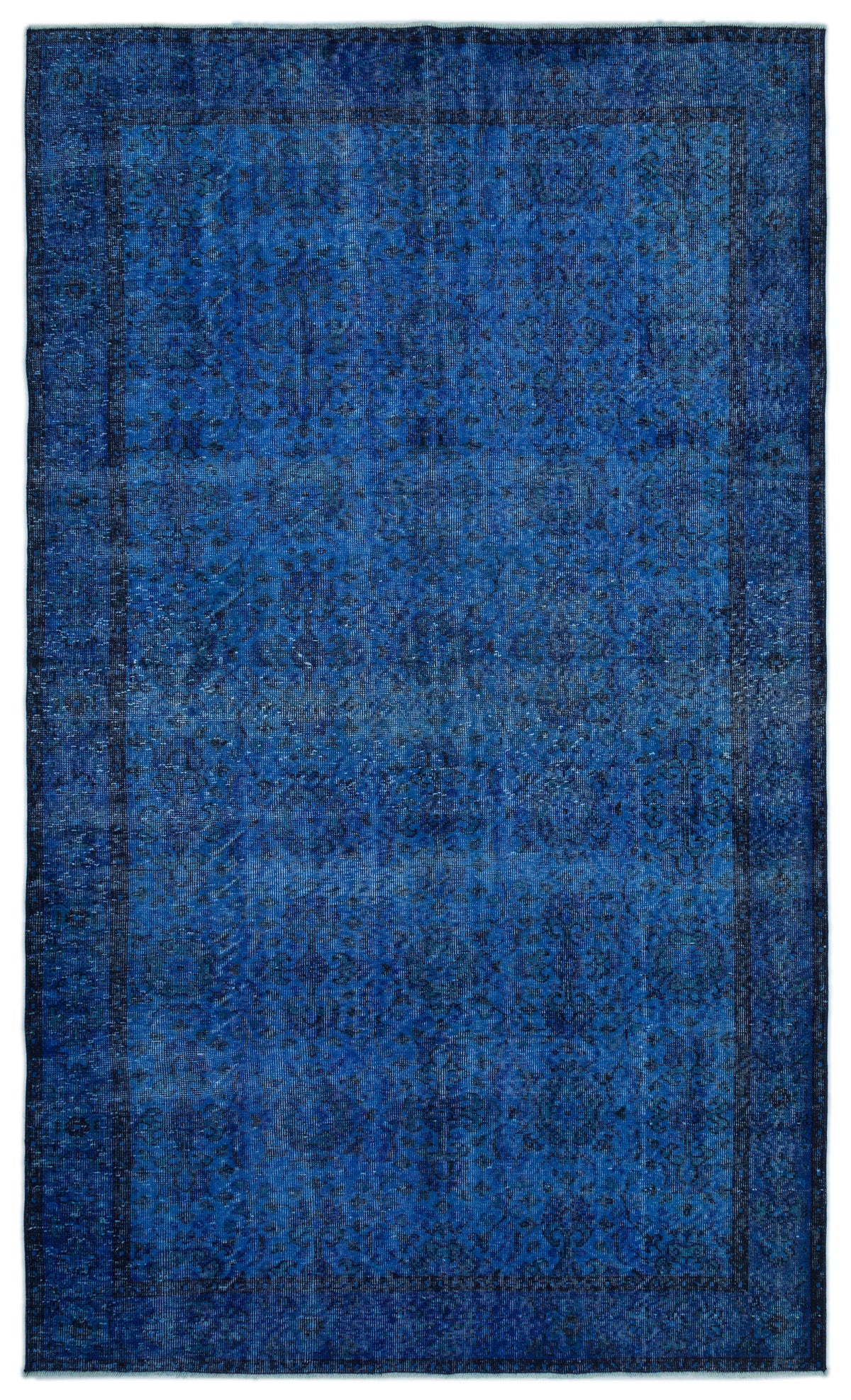Blue Over Dyed Vintage Rug 5&#39;10&#39;&#39; x 9&#39;11&#39;&#39; ft 177 x 301 cm