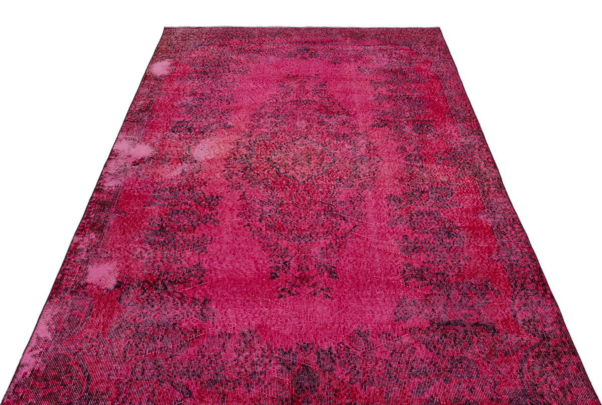 Red Over Dyed Vintage Rug 5&#39;5&#39;&#39; x 9&#39;7&#39;&#39; ft 164 x 292 cm