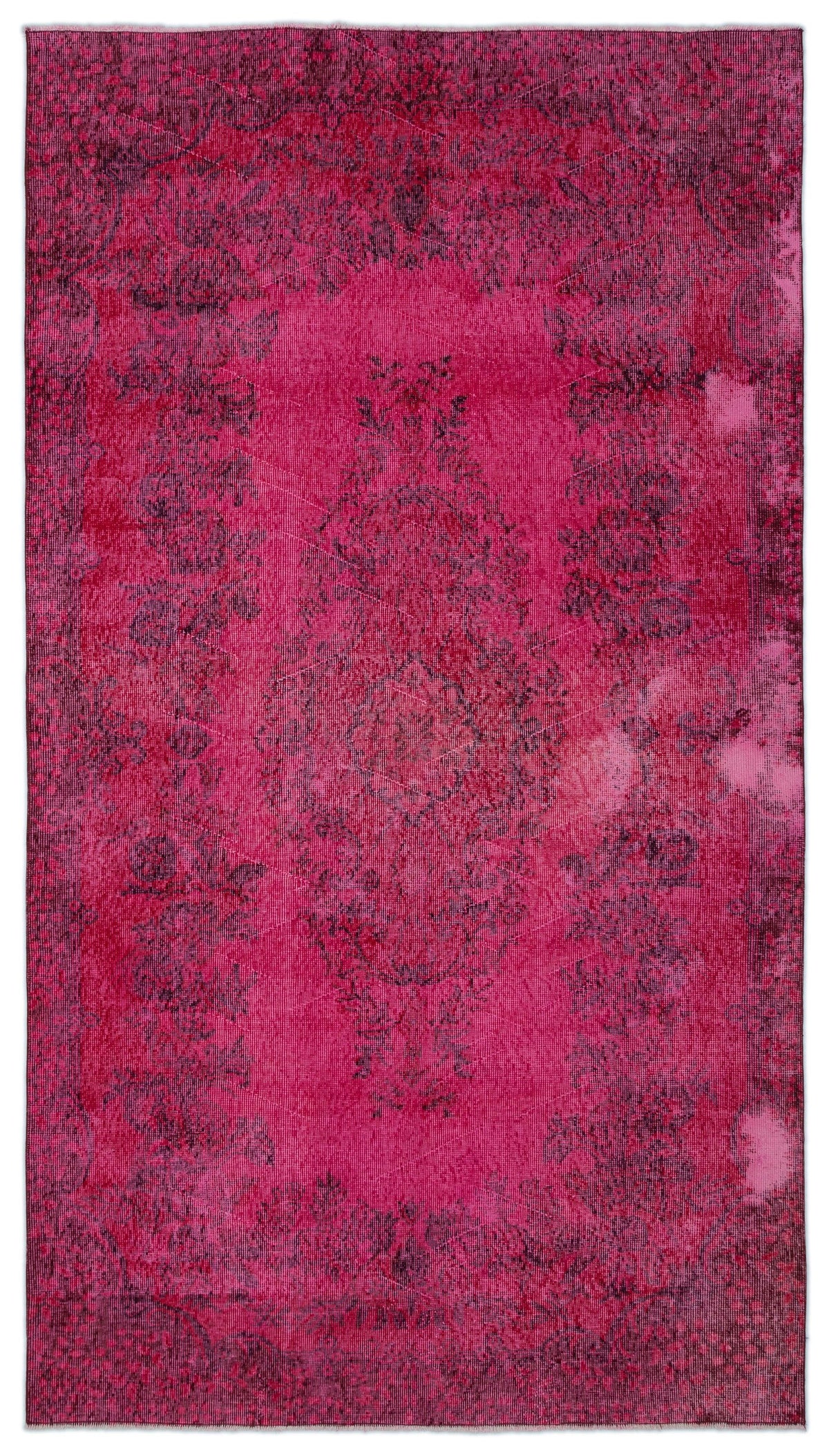 Red Over Dyed Vintage Rug 5&#39;5&#39;&#39; x 9&#39;7&#39;&#39; ft 164 x 292 cm