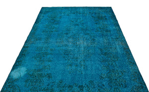 Turquoise  Over Dyed Vintage Rug 5'6'' x 9'2'' ft 168 x 280 cm