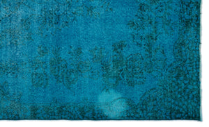 Turquoise  Over Dyed Vintage Rug 5'6'' x 9'2'' ft 168 x 280 cm