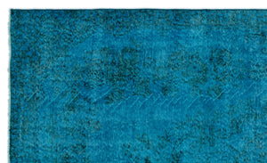 Turquoise  Over Dyed Vintage Rug 5'6'' x 9'2'' ft 168 x 280 cm