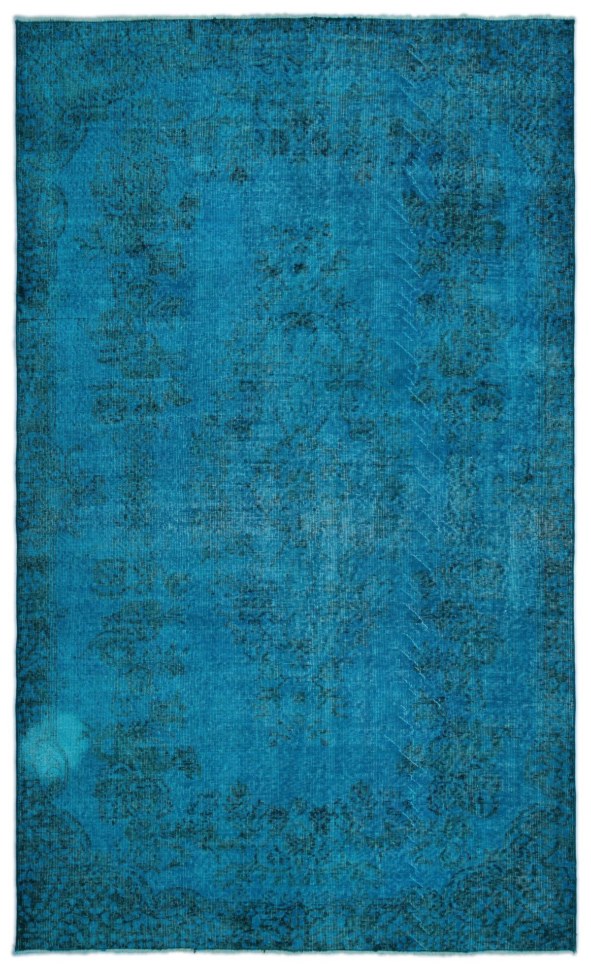 Turquoise  Over Dyed Vintage Rug 5&#39;6&#39;&#39; x 9&#39;2&#39;&#39; ft 168 x 280 cm