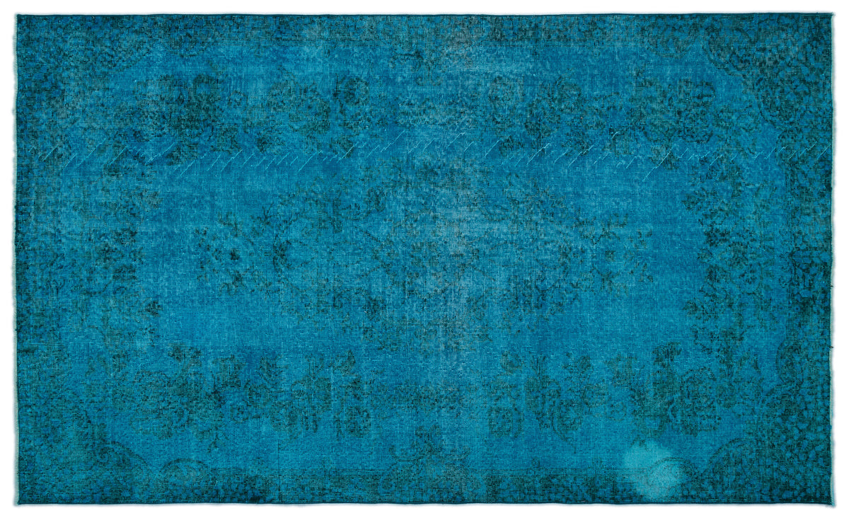 Turquoise  Over Dyed Vintage Rug 5&#39;6&#39;&#39; x 9&#39;2&#39;&#39; ft 168 x 280 cm