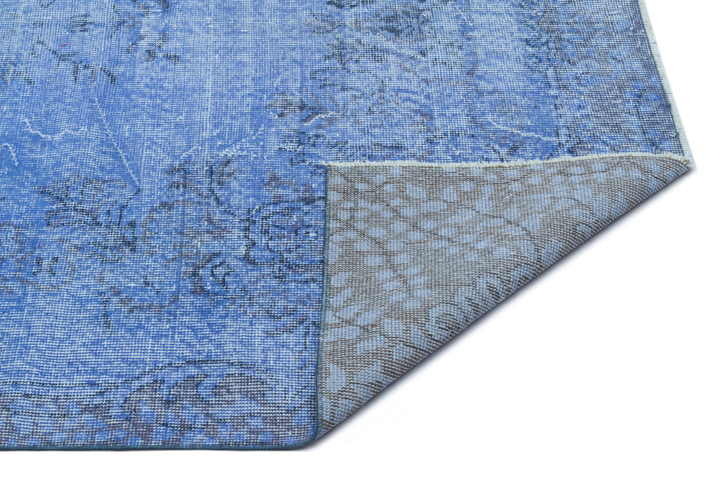 Blue Over Dyed Vintage Rug 5'4'' x 9'3'' ft 163 x 281 cm
